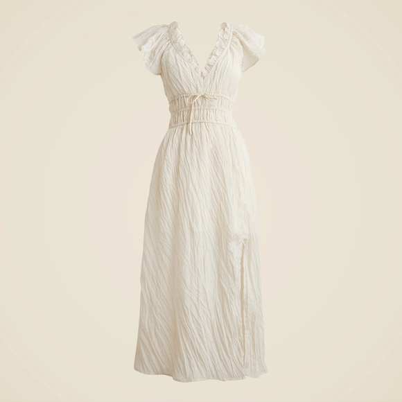 779. J. CREW Palermo dress in viscose-blend crinkle Natural Cream $158 NWT Small - Picture 6 of 7